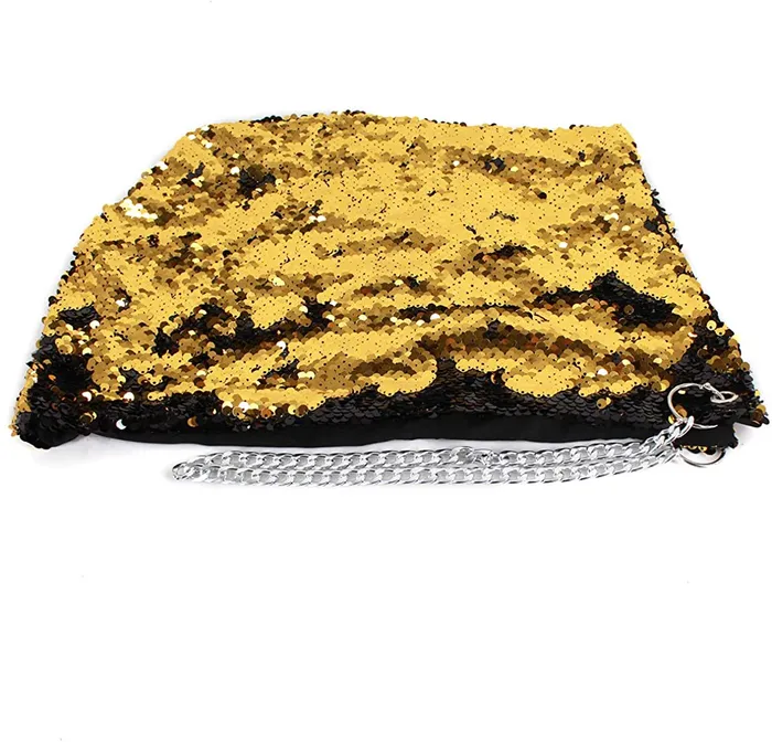 Anal Perfectly Incorrect Gold to Black Flip Sequin Shimmer Bling Hood with Silver Chain Anal Perfectly Incorrect Gold to Black Flip Sequin Shimmer Bling Hood with Silver Chain