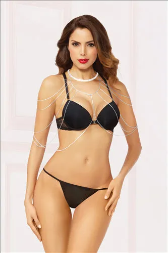 Rhinestone and Silver Draped Body Chain One Size Seven Til Midnight Teddies And Bodies Rhinestone and Silver Draped Body Chain One Size Seven Til Midnight Teddies And Bodies