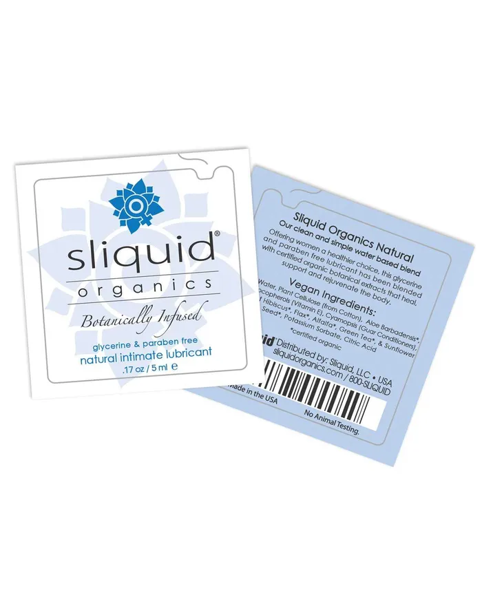 Sexual Health & Wellbeing | Sliquid Organics Natural Intimate Lubricant - .17 oz Pillow - Sliquid Sexual Health & Wellbeing | Sliquid Organics Natural Intimate Lubricant - .17 oz Pillow - Sliquid