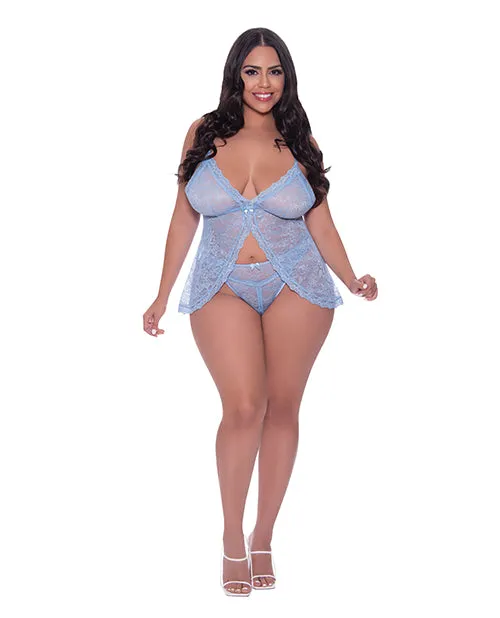 Plus Size Magic Moments Intl Plus Size Ooh La Lace Periwinkle Babydoll Split Crotch Panty Plus Size Magic Moments Intl Plus Size Ooh La Lace Periwinkle Babydoll Split Crotch Panty