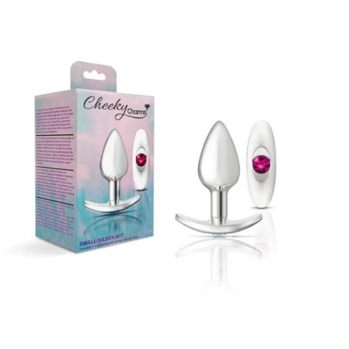 Anal | Cheeky Charms Silver Anchor Butt Plug  w Clear and Pink Jewel Kit - Cheeky Charms
