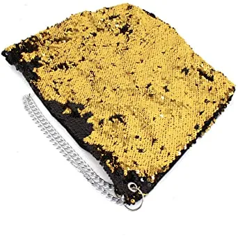 Anal | Perfectly Incorrect Gold to Black Flip Sequin Shimmer Bling Hood with Silver Chain