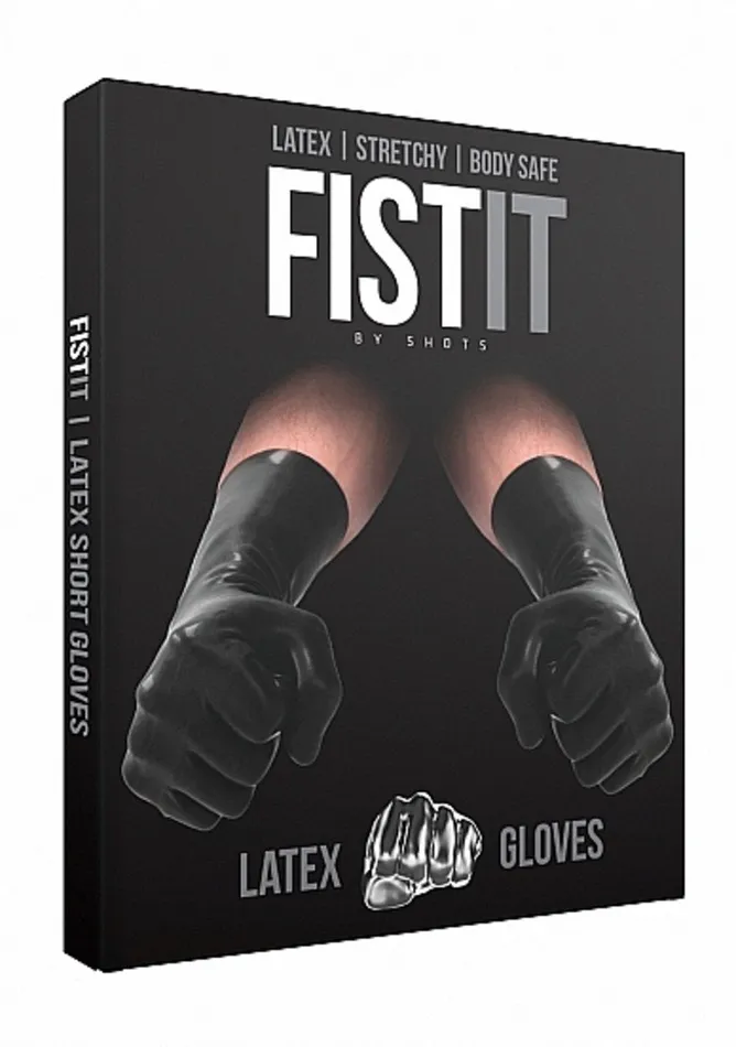 Anal Shots Toys Fist It Latex Short Gloves Black