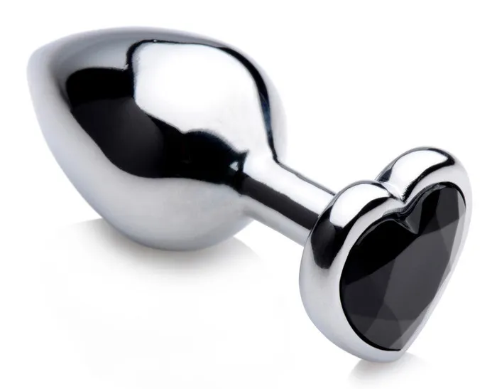 Anal XR Brands Booty Sparks Black Heart Gem Anal Plug Medium