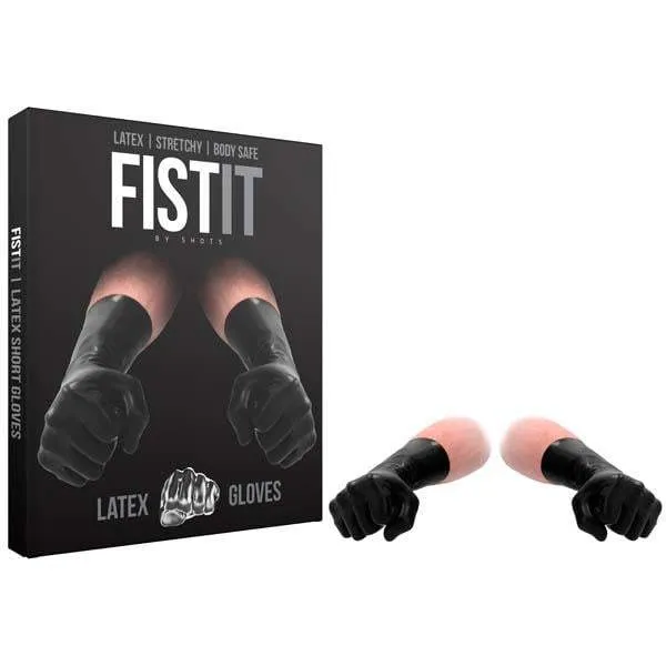 FistIt Latex Short Gloves Black Fisting Gloves Shots Toys Anal