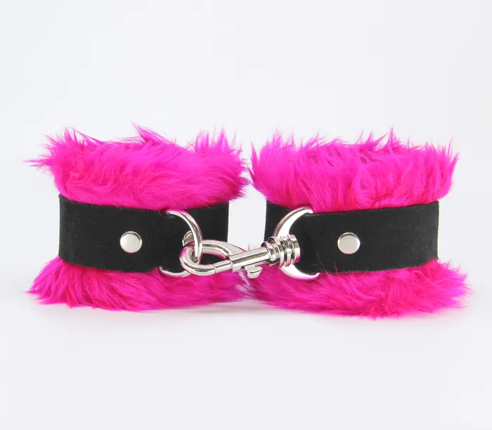 Love In Leather Vibrators LIL HAN011 PINK SOFT FLEECE CUFFS