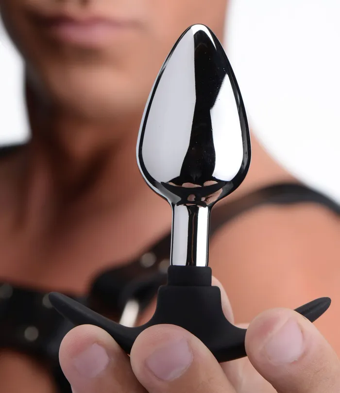 Male Sex Toys Master Series Dark Invader Metal and Silicone Anal Plug