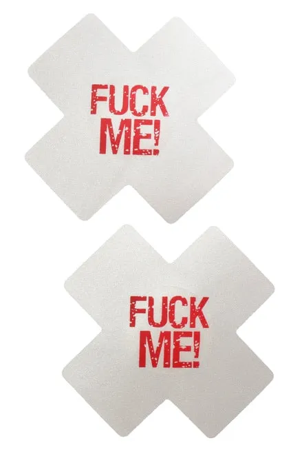 Perfectly Incorrect Vibrators | White F**K ME Satin Cross Pasties