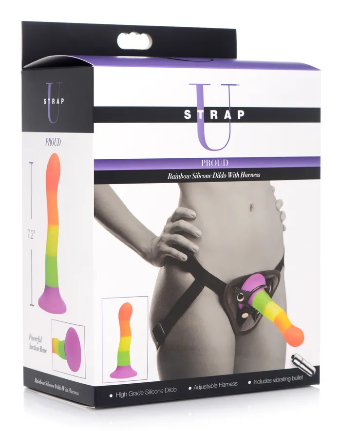Proud Rainbow Silicone Dildo with Harness | Strap U Female Sex Toys Proud Rainbow Silicone Dildo with Harness | Strap U Female Sex Toys