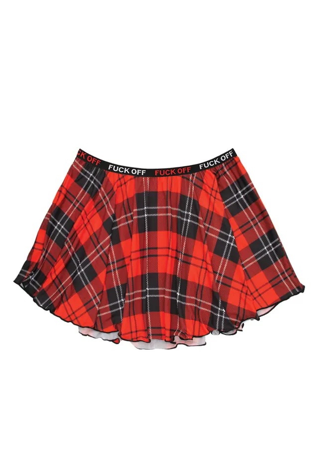 Vibrators Fantasy Lingerie FCk Off Plaid Skirt Red Plaid Ml