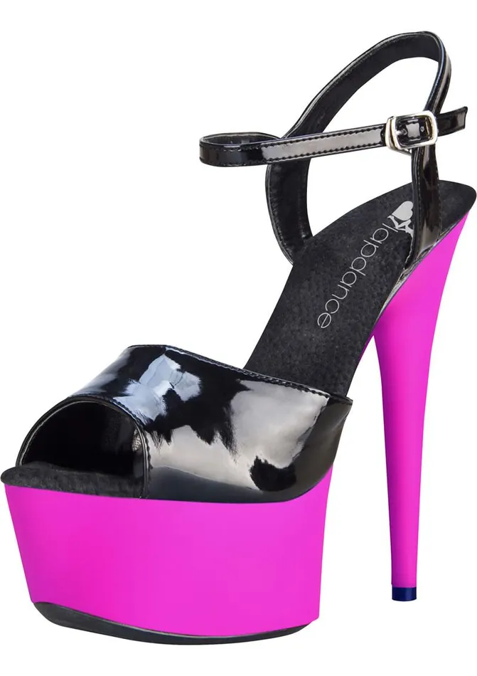 Lapdance Lingerie Vibrators 6in Black and Pink UV Sandal with Strap