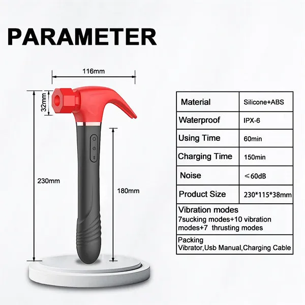 Aimitoy Vibrators | 4IN1 Sucking & Thursting & Vibrating & Licking Hammer Vibrator Red