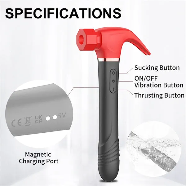 Aimitoy Vibrators | 4IN1 Sucking & Thursting & Vibrating & Licking Hammer Vibrator Red