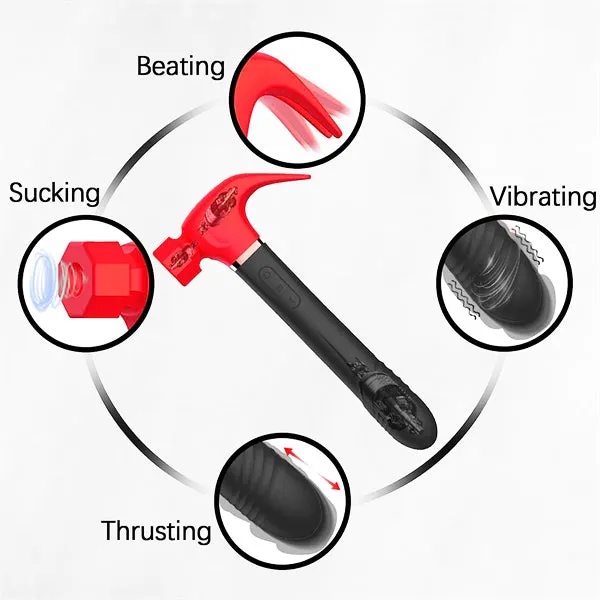 Aimitoy Vibrators | 4IN1 Sucking & Thursting & Vibrating & Licking Hammer Vibrator Red