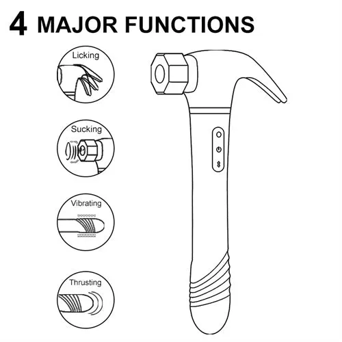 Aimitoy Vibrators | 4IN1 Sucking & Thursting & Vibrating & Licking Hammer Vibrator Red