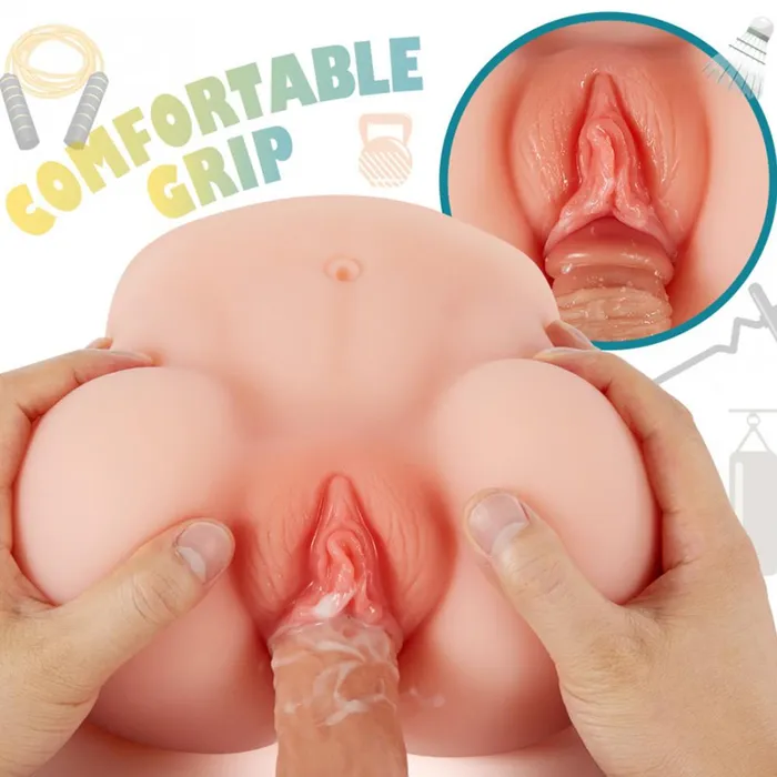 46lb Petite Pussy Ass Corrugated Labia Double Holes Realistic Butt Masturbator SIMU HAPPPY Male Sex Toys
