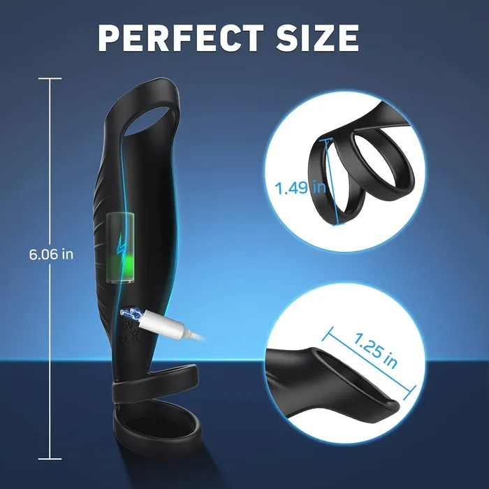 9 Modes Vibrating Triple Cock Ring Extender Sleeve for Longer Erection Sorlove Male Sex Toys