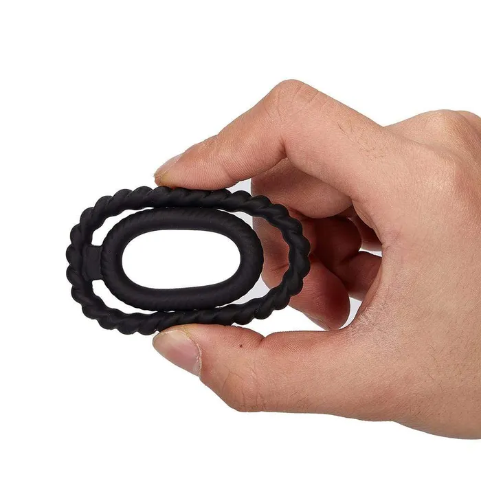 ADLTOYFUN Male Sex Toys Screw Thread Dual Penis Ring Erection Enhancing Sex Toy