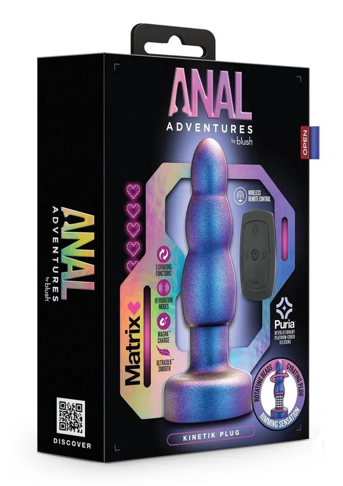 Anal Adventures Male Sex Toys Anal Adventures Matrix Kinetic Plug Rechargeable Silicone Anal Plug with Remote Space Age