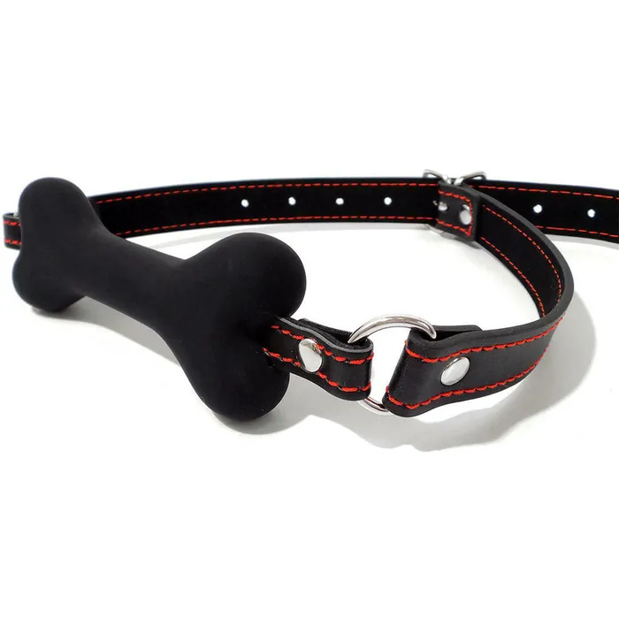 Anal BeBuZZed Bebuzzed BDSM Silicone Dog Bone Mouth Gag Black