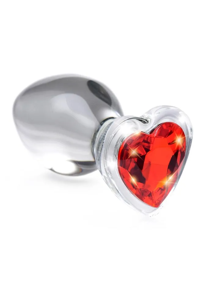 Anal Booty Sparks Booty Sparks Red Heart Gem Glass Anal Plug