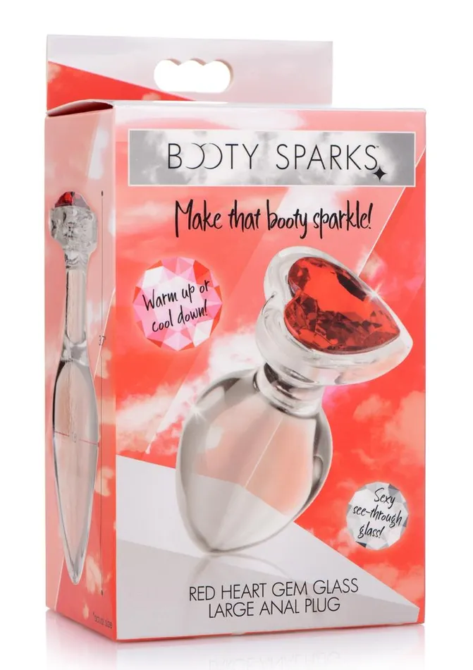 Anal Booty Sparks Booty Sparks Red Heart Gem Glass Anal Plug