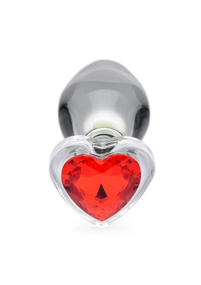 Anal Booty Sparks Booty Sparks Red Heart Gem Glass Anal Plug