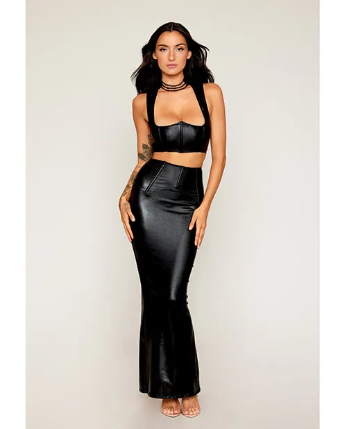 Anal Dreamgirl International Stretch Faux Leather Harness Bra Long Slip Skirt Black Medium Anal Dreamgirl International Stretch Faux Leather Harness Bra Long Slip Skirt Black Medium