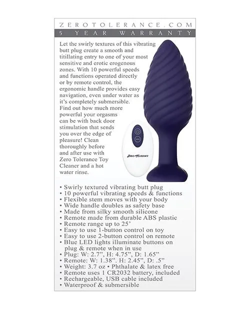 Anal Evolved Novelties INC Wicked Twister Rechargeable Anal Plug wRemote