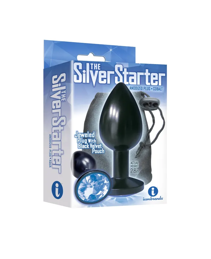Anal Icon Brands The 9s The Silver Starter Anodized Bejeweled Stainless Steel Plug