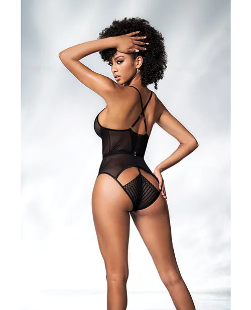 Anal Mapale Mesh Cut Out Strappy Bodysuit Black LXL