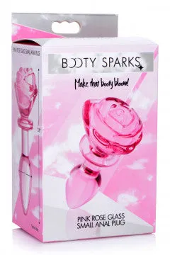 Anal Nice and nasty Bz BOOTY SPARKS Pink Rose Glass Anal Plug Small