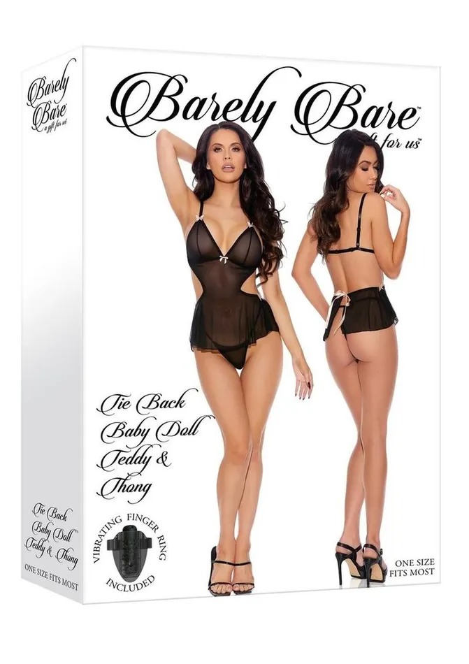 Barely Bare TieBack Baby Doll Teddy and Thong Barely Bare Male Sex Toys