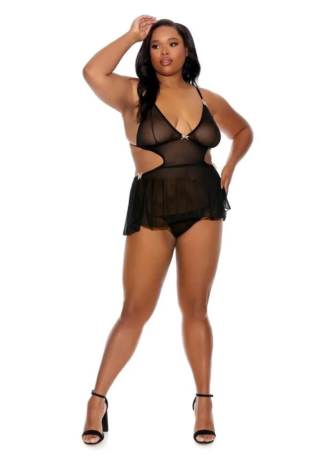 Barely Bare TieBack Baby Doll Teddy and Thong Barely Bare Male Sex Toys
