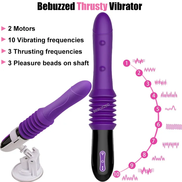 Bebuzzed 115 Thrusting Rotating USB Rechargeable Vibrator Purple BeBuZZed Vibrators
