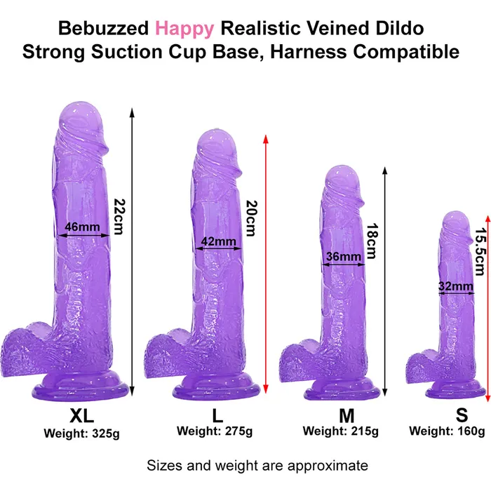 BeBuZZed Dildos Bebuzzed Happy 7 Realistic Dildo Veined Balls Suction Cup Purple BeBuZZed Dildos Bebuzzed Happy 7 Realistic Dildo Veined Balls Suction Cup Purple