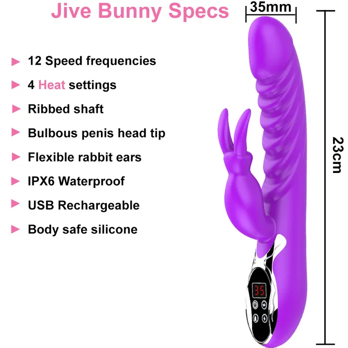 BeBuZZed Vibrators Bebuzzed Jive Heated USB Rabbit Vibrator Purple