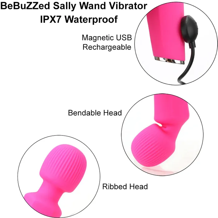 BeBuZZed Vibrators BeBuZZed Sally Massage Wand USB Rechargeable Vibrator Rose BeBuZZed Vibrators BeBuZZed Sally Massage Wand USB Rechargeable Vibrator Rose