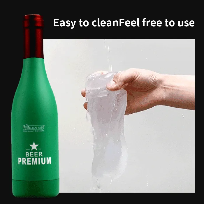 Beer Bottle Manual Male Masturbator Cup Sex Toys for Men Sex Machine Erotic Adult Toy Portable Soft Ora Pussy Real Vagina Shop SIMUHAPPPY Male Sex Toys