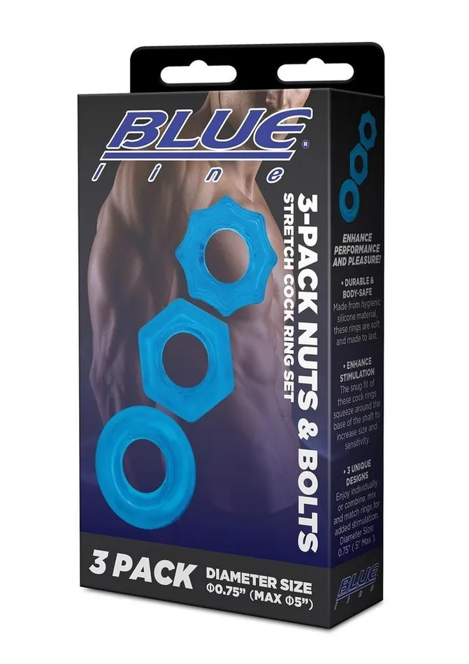 Blue Line CandB Gear Blue Line Nuts and Bolts Stretch Cock Ring Male Sex Toys Blue Line CandB Gear Blue Line Nuts and Bolts Stretch Cock Ring Male Sex Toys