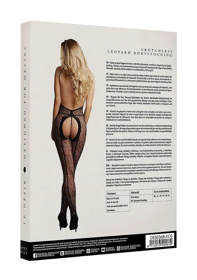Bodystockings Playsuits Le Desir Le Desir Crotchless Leopard Bodystocking
