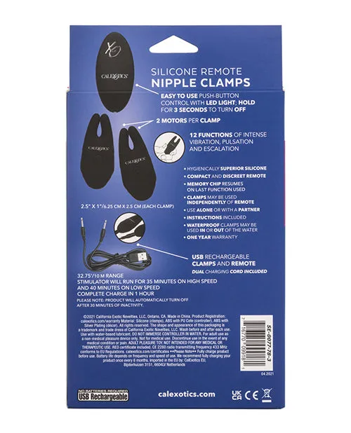 California Exotic Novelties Anal Silicone Remote Nipple Clamps Black