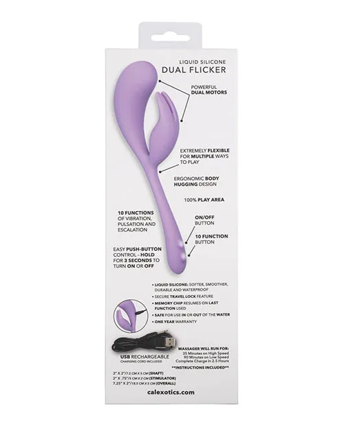 California Exotic Novelties Vibrators Elle Liquid Silicone Dual Flicker Purple