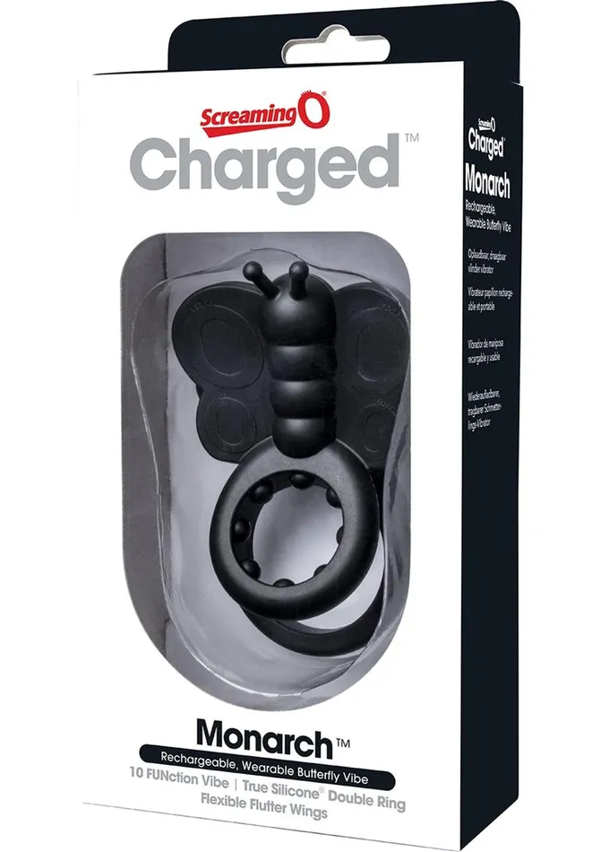 Charged Charged Monarch USB Rechargeable Butterfly Vibe Silicone Cock Ring Waterproof Male Sex Toys