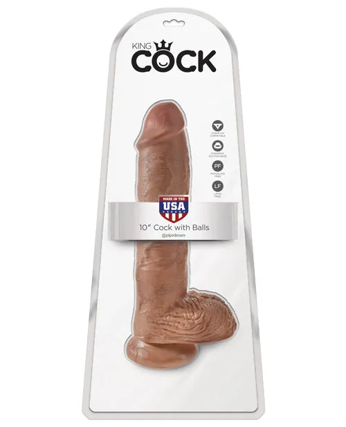 Dildos King Cock 10 Cock with Balls Tan Pipedream Products