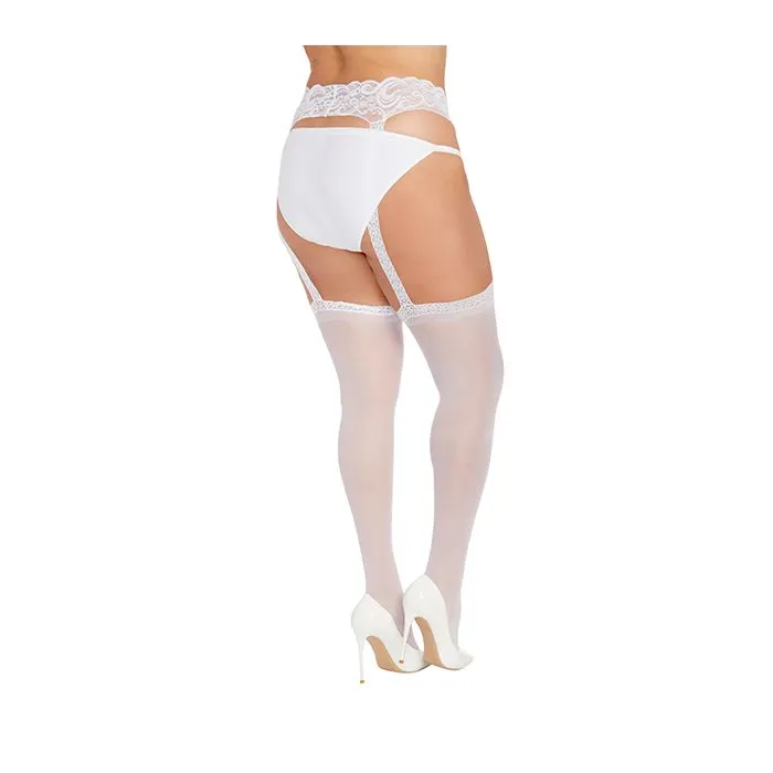 Dreamgirl International Plus Size Plus Size Sheer White Suspender Pantyhose