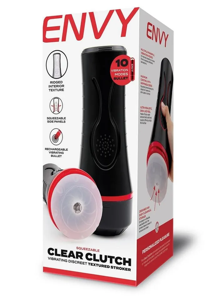 Envy Toys Squeezable Clear Clutch Vibrating Discreet Textured Stroker Envy Toys Male Sex Toys Envy Toys Squeezable Clear Clutch Vibrating Discreet Textured Stroker Envy Toys Male Sex Toys