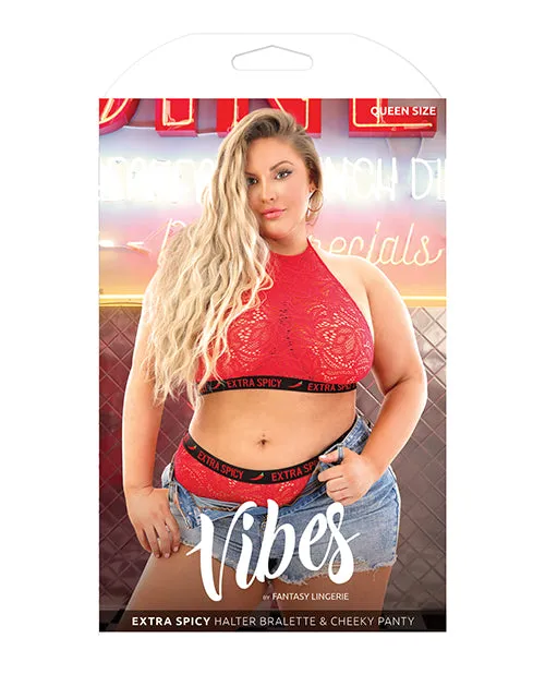 Fantasy Lingerie Plus Size Plus Size Extra Spicy Red Halter Bralette Cheeky Panty