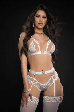 Female Sex Toys 3pc Lace Lingerie Set With Strappy Bra Cut Out Garter Cheeky Panty and Stockings One Size White Nice and nasty Bz Female Sex Toys 3pc Lace Lingerie Set With Strappy Bra Cut Out Garter Cheeky Panty and Stockings One Size White Nice and nasty Bz