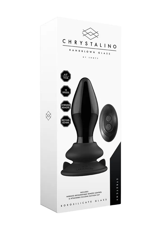 Female Sex Toys Shots America Stretchy Glass Vibrator With Suction Cup And Remote Rechargeable 10 Speed